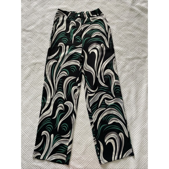 Amy & Clo Pants - Amy & Clo Womens Pants Sz S NWT Lightweight Wide Leg Sheer Black White Green
